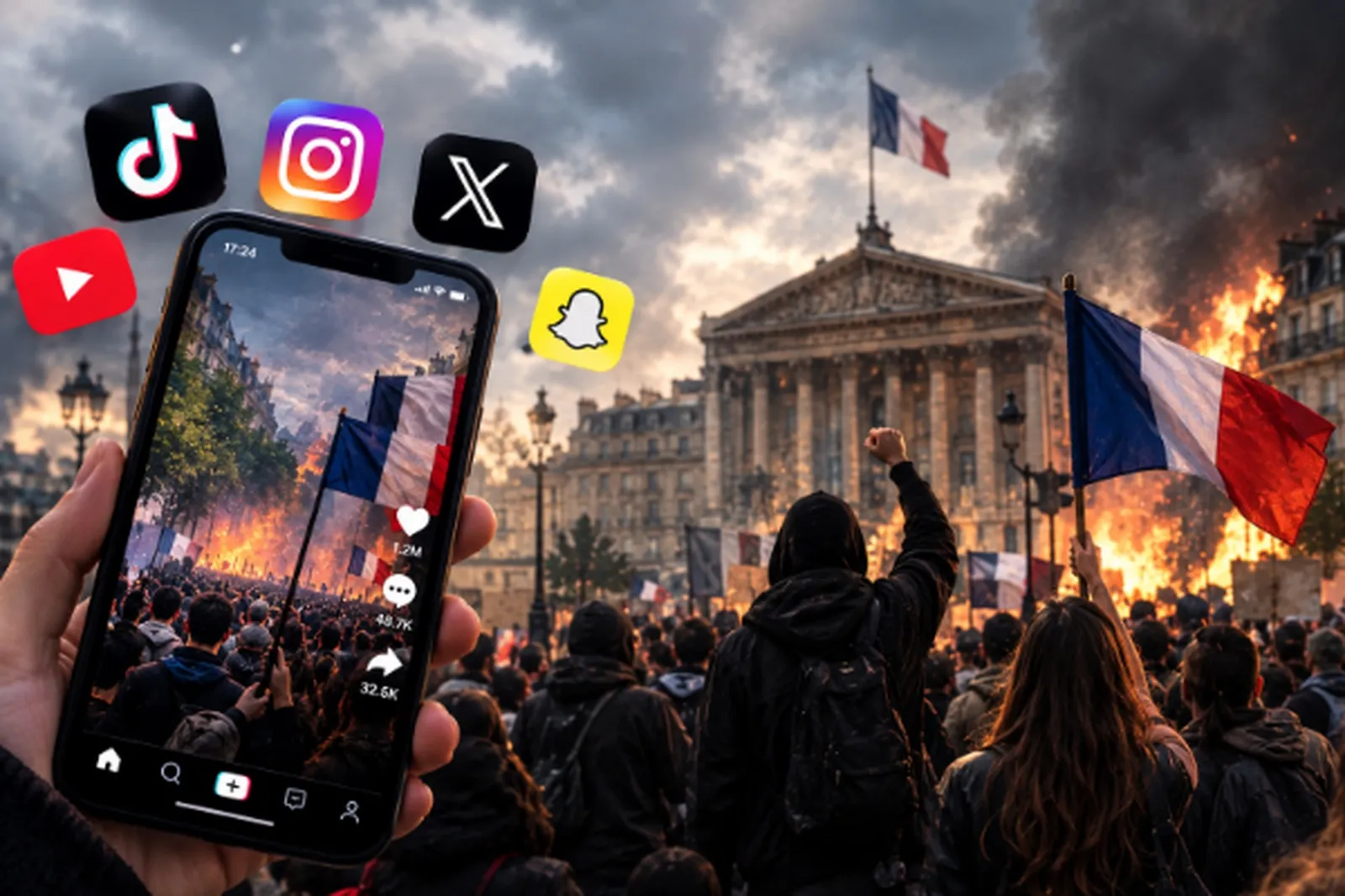 Les xarxes socials difonen vídeos de les protestes a França i fan que les imatges arribin ràpidament a milers de persones.