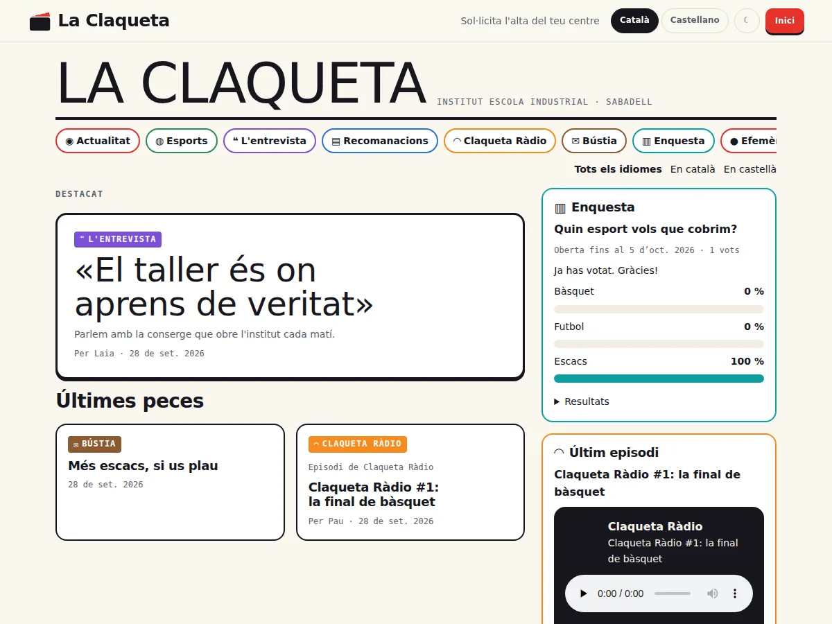 Captura de la portada d'una revista de prova